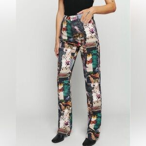 Reformation Cynthia High Rise Straight Long Jeans Decoupage - Size 27